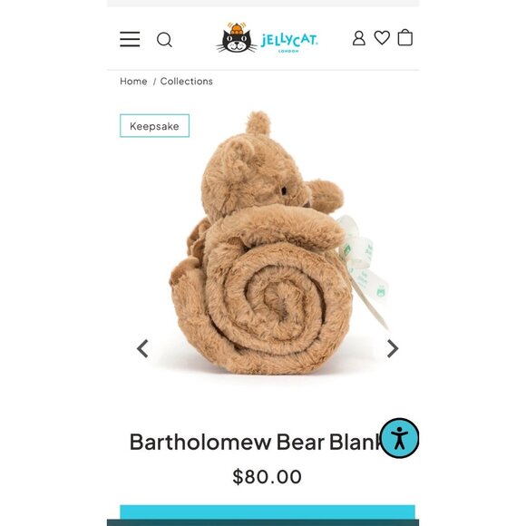 Jellycat Bartholomew Bear Baby Blankie - Plush Teddy Bear & Soft Blanket Combo - Picture 4 of 8